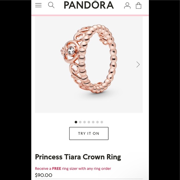 Pandora tiara ring (size 5) - Picture 1 of 5